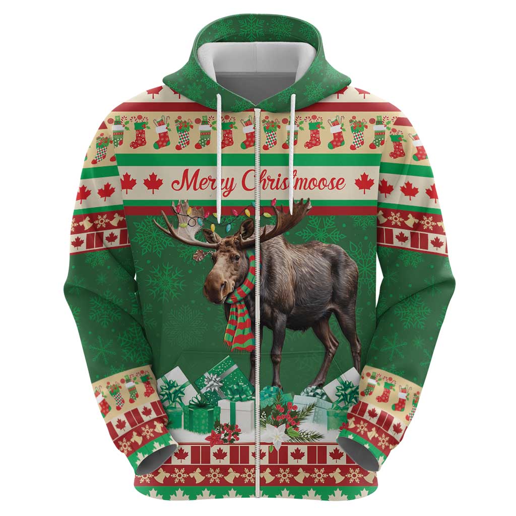 Personalized Merry Christmoose Zip Hoodie Canada Merry Christmas Moose - Wonder Print Shop