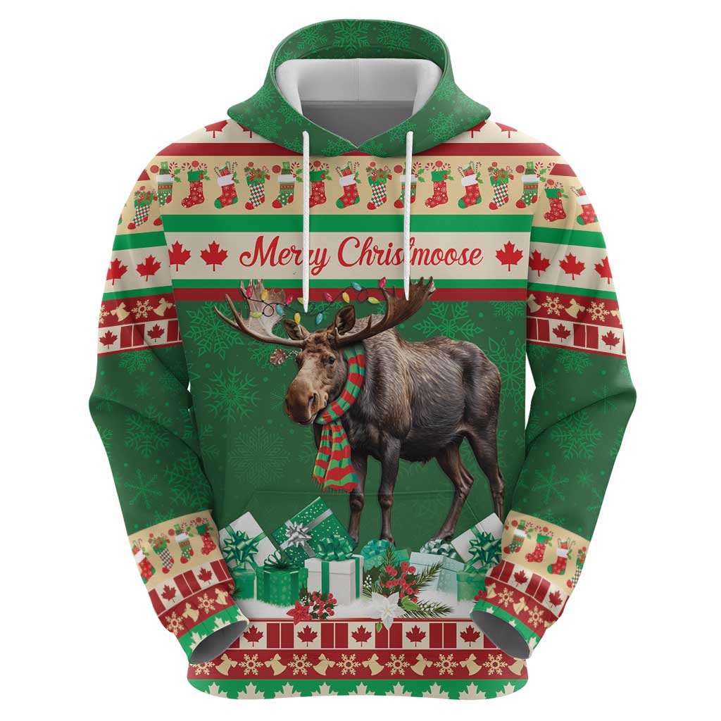 Personalized Merry Christmoose Zip Hoodie Canada Merry Christmas Moose - Wonder Print Shop