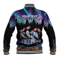 Personalized Not Now Arctic Puffin Baseball Jacket Icelandic Christmas with Northern Lights LT9 - Wonder Print Shop