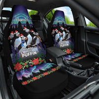 Personalized Not Now Arctic Puffin Car Seat Cover Icelandic Christmas with Northern Lights LT9 - Wonder Print Shop