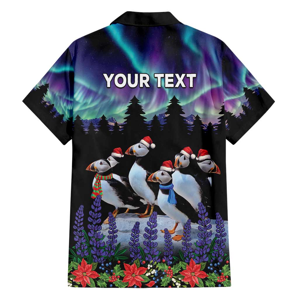 Personalized Not Now Arctic Puffin Family Matching Short Sleeve Bodycon Dress and Hawaiian Shirt Icelandic Christmas with Northern Lights - Wonder Print Shop