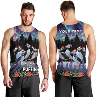 Personalized Not Now Arctic Puffin Men Tank Top Icelandic Christmas with Northern Lights - Wonder Print Shop
