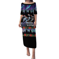 Personalized Not Now Arctic Puffin Puletasi Icelandic Christmas with Northern Lights - Wonder Print Shop