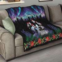 Personalized Not Now Arctic Puffin Quilt Icelandic Christmas with Northern Lights - Wonder Print Shop