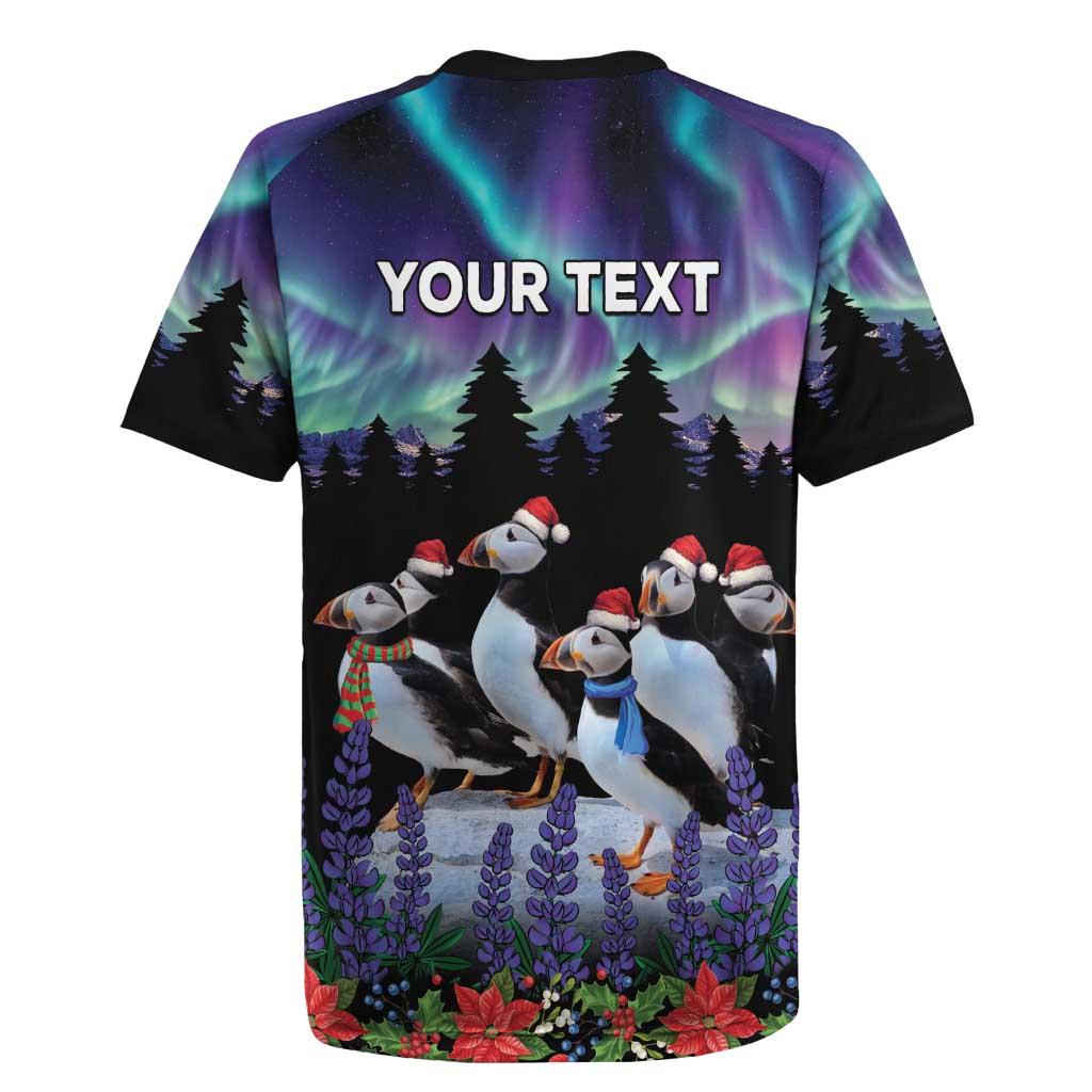 Personalized Not Now Arctic Puffin Rugby Jersey Icelandic Christmas with Northern Lights - Wonder Print Shop