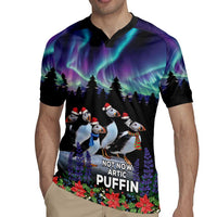 Personalized Not Now Arctic Puffin Rugby Jersey Icelandic Christmas with Northern Lights - Wonder Print Shop