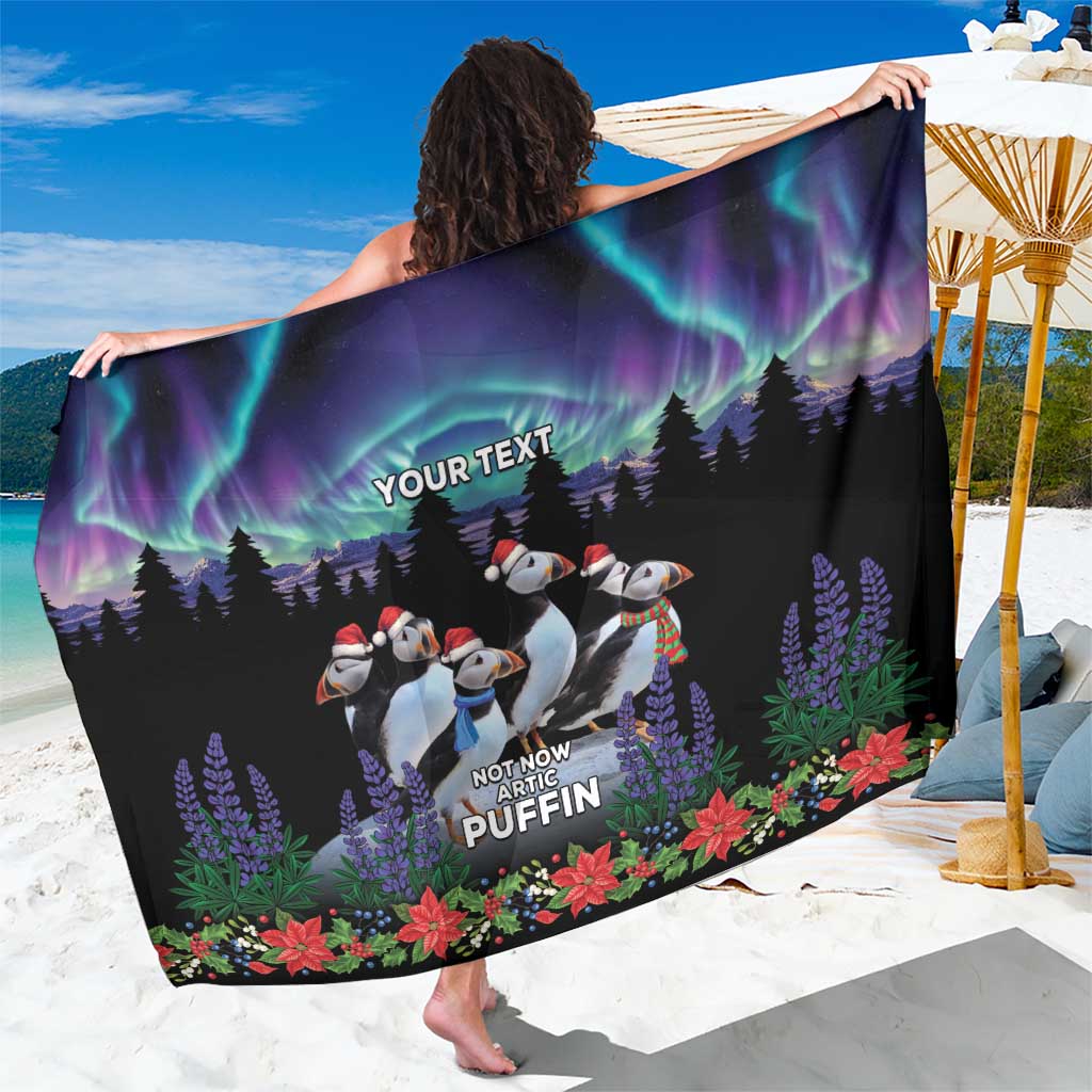 Personalized Not Now Arctic Puffin Sarong Icelandic Christmas with Northern Lights - Wonder Print Shop