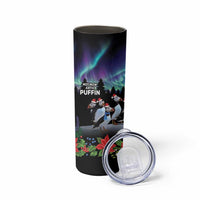 Personalized Not Now Arctic Puffin Skinny Tumbler Icelandic Christmas with Northern Lights - Wonder Print Shop