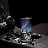 Personalized Not Now Arctic Puffin Skinny Tumbler Icelandic Christmas with Northern Lights - Wonder Print Shop