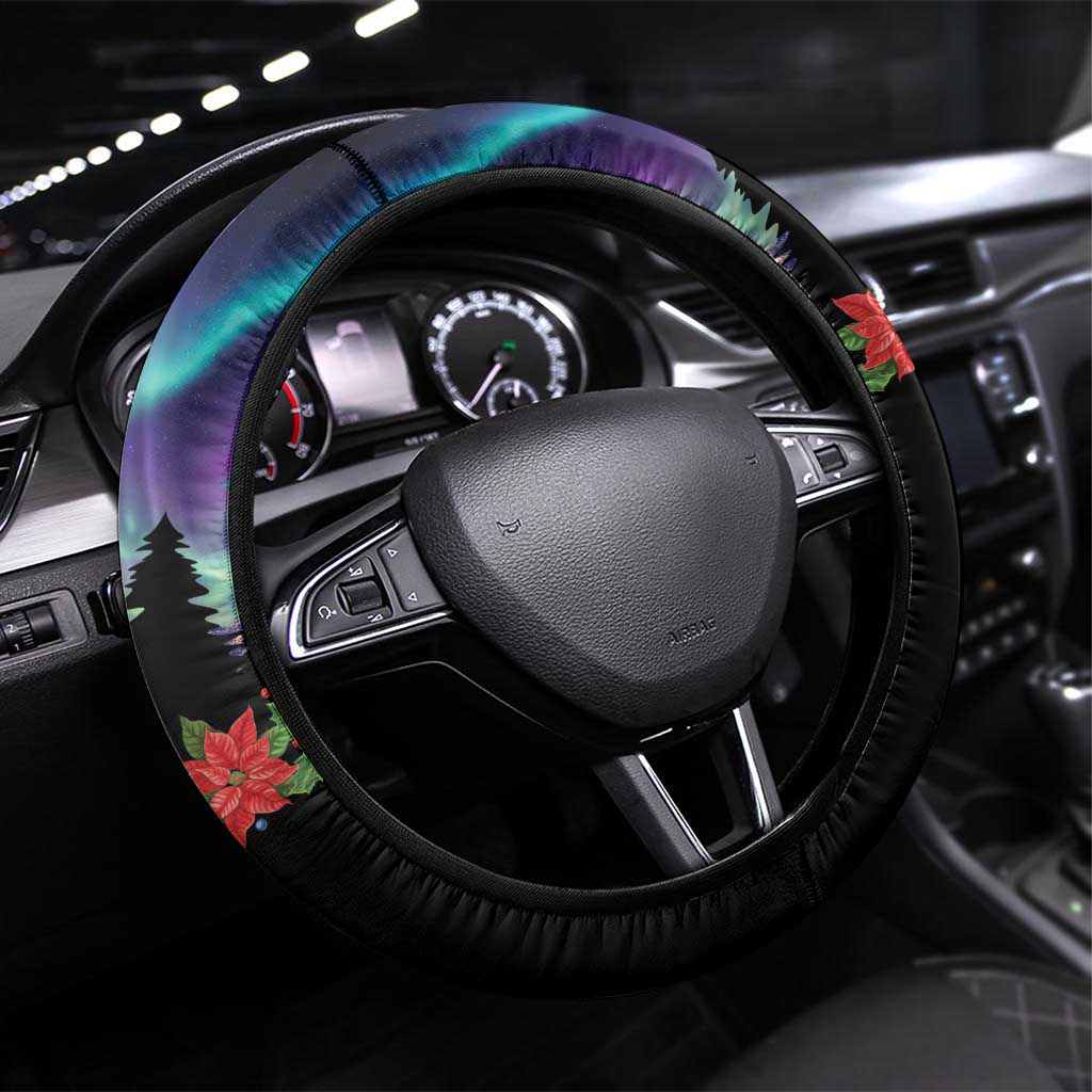 Not Now Arctic Puffin Steering Wheel Cover Icelandic Christmas with Northern Lights - Wonder Print Shop