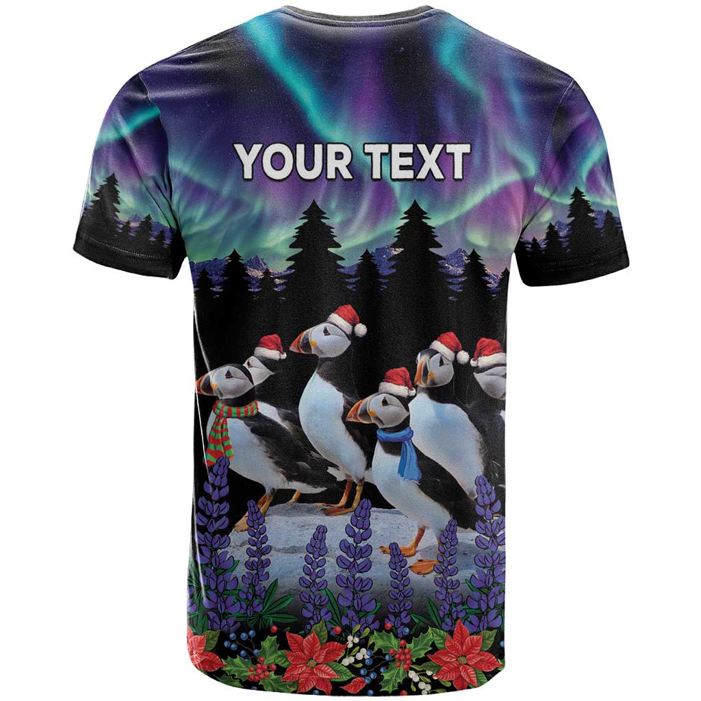 Personalized Not Now Arctic Puffin T Shirt Icelandic Christmas with Northern Lights - Wonder Print Shop