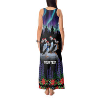 Personalized Not Now Arctic Puffin Tank Maxi Dress Icelandic Christmas with Northern Lights - Wonder Print Shop