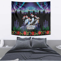 Personalized Not Now Arctic Puffin Tapestry Icelandic Christmas with Northern Lights - Wonder Print Shop