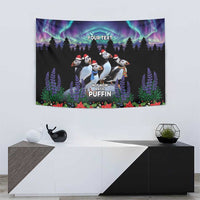 Personalized Not Now Arctic Puffin Tapestry Icelandic Christmas with Northern Lights - Wonder Print Shop