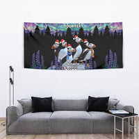 Personalized Not Now Arctic Puffin Tapestry Icelandic Christmas with Northern Lights - Wonder Print Shop