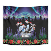 Personalized Not Now Arctic Puffin Tapestry Icelandic Christmas with Northern Lights - Wonder Print Shop