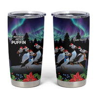Personalized Not Now Arctic Puffin Tumbler Cup Icelandic Christmas with Northern Lights - Wonder Print Shop