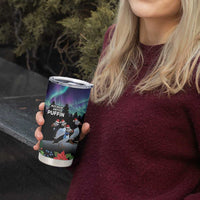 Personalized Not Now Arctic Puffin Tumbler Cup Icelandic Christmas with Northern Lights - Wonder Print Shop