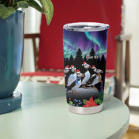 Personalized Not Now Arctic Puffin Tumbler Cup Icelandic Christmas with Northern Lights - Wonder Print Shop