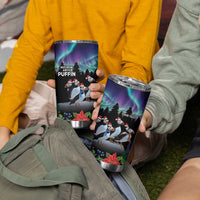 Personalized Not Now Arctic Puffin Tumbler Cup Icelandic Christmas with Northern Lights - Wonder Print Shop