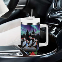 Personalized Not Now Arctic Puffin Tumbler With Handle Icelandic Christmas with Northern Lights - Wonder Print Shop