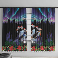 Personalized Not Now Arctic Puffin Window Curtain Icelandic Christmas with Northern Lights - Wonder Print Shop