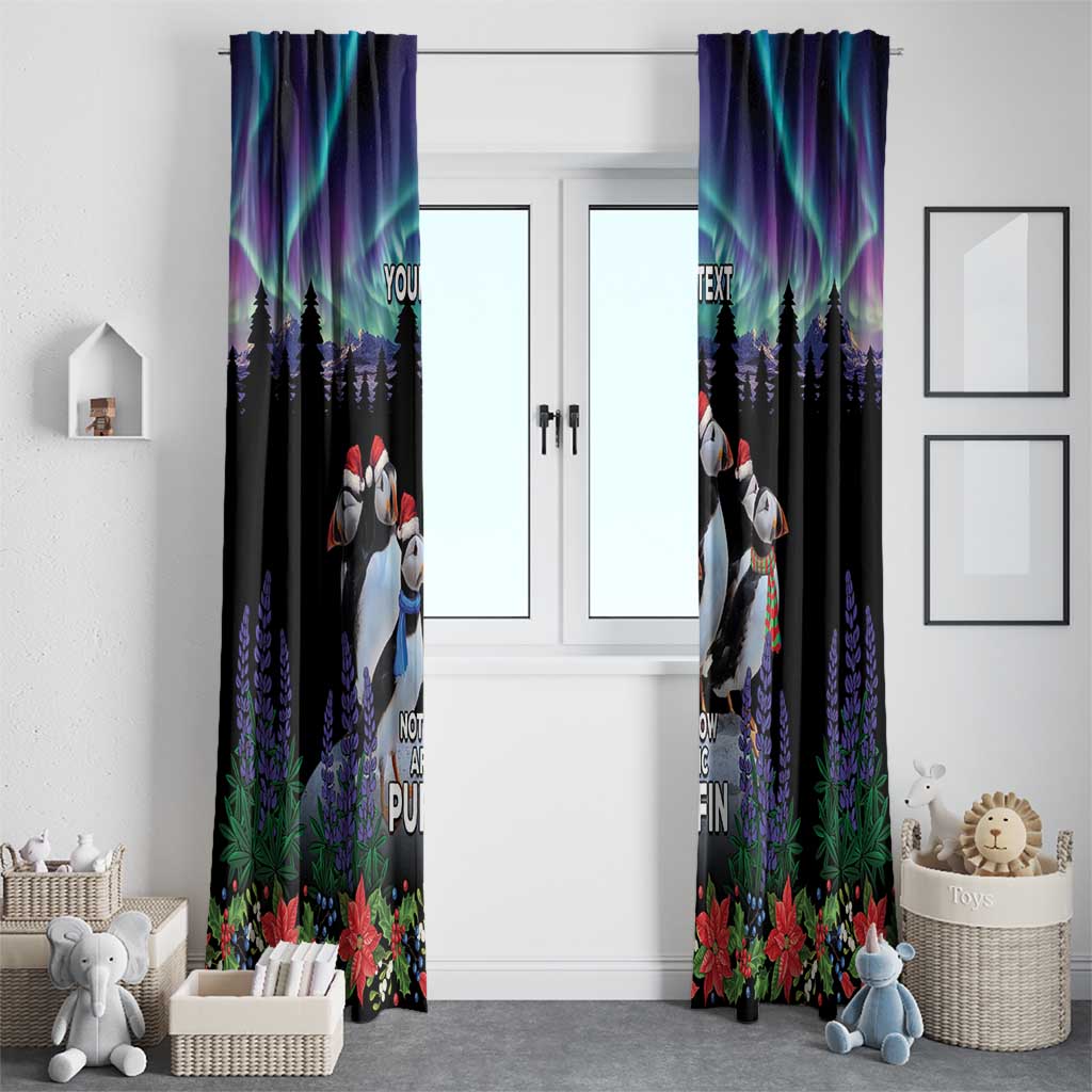 Personalized Not Now Arctic Puffin Window Curtain Icelandic Christmas with Northern Lights - Wonder Print Shop