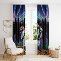 Personalized Not Now Arctic Puffin Window Curtain Icelandic Christmas with Northern Lights - Wonder Print Shop