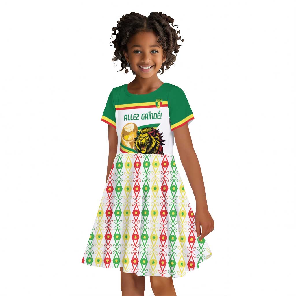 Personalized Senegal WC26 Future Champions Kid Short Sleeve Dress Lions de la Teranga Allez Gainde