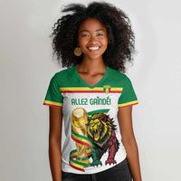 Personalized Senegal WC26 Future Champions Women V-Neck T-Shirt Lions de la Teranga Allez Gainde