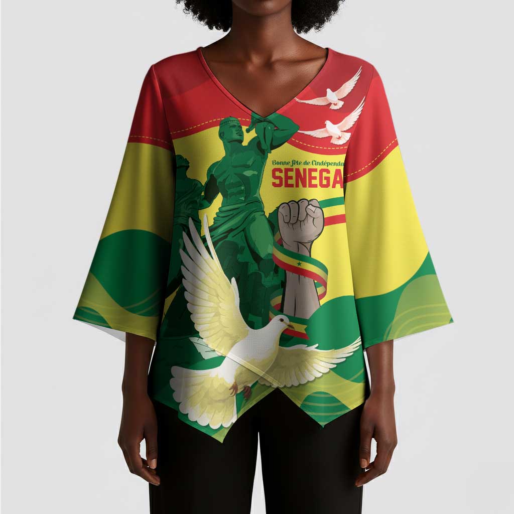 Personalized Senegal Independence Day Kimono Sleeve Blouse African Renaissance Monument