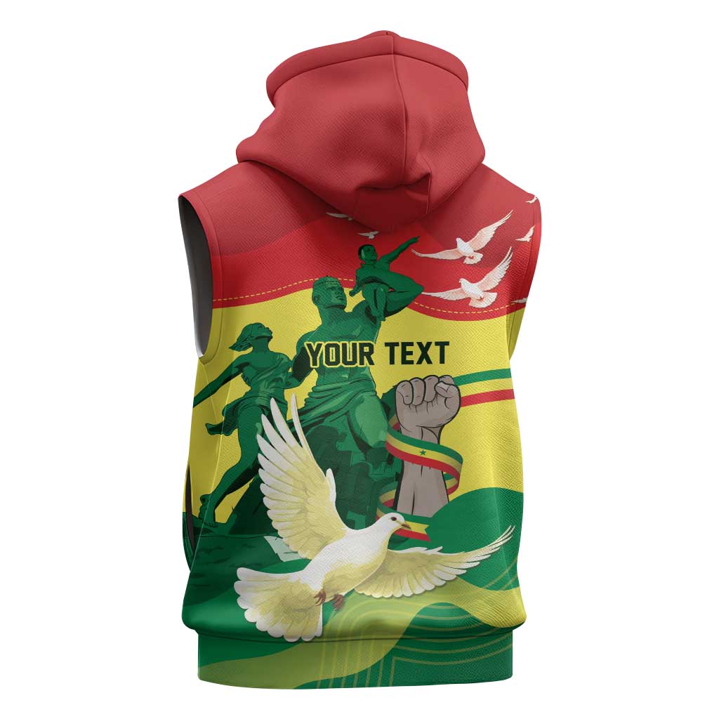 Personalized Senegal Independence Day Sleeveless Zip Hoodie African Renaissance Monument