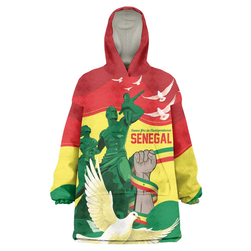 Personalized Senegal Independence Day Wearable Blanket Hoodie African Renaissance Monument