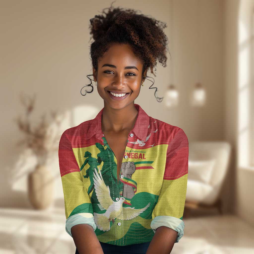 Personalized Senegal Independence Day Women Casual Shirt African Renaissance Monument