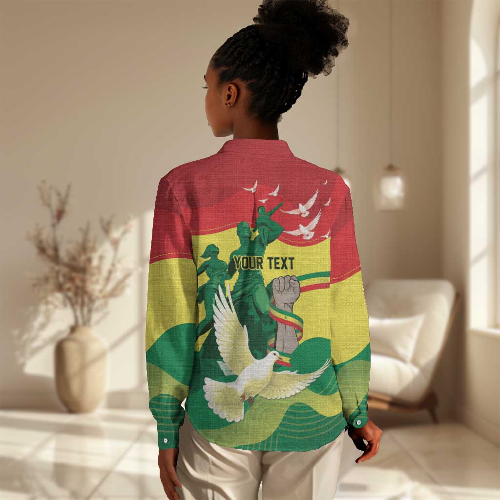 Personalized Senegal Independence Day Women Casual Shirt African Renaissance Monument