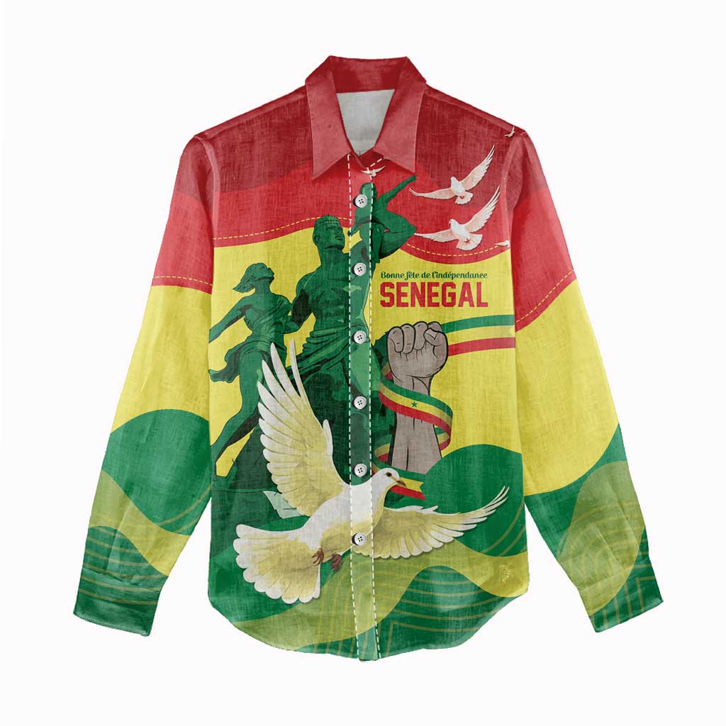 Personalized Senegal Independence Day Women Casual Shirt African Renaissance Monument