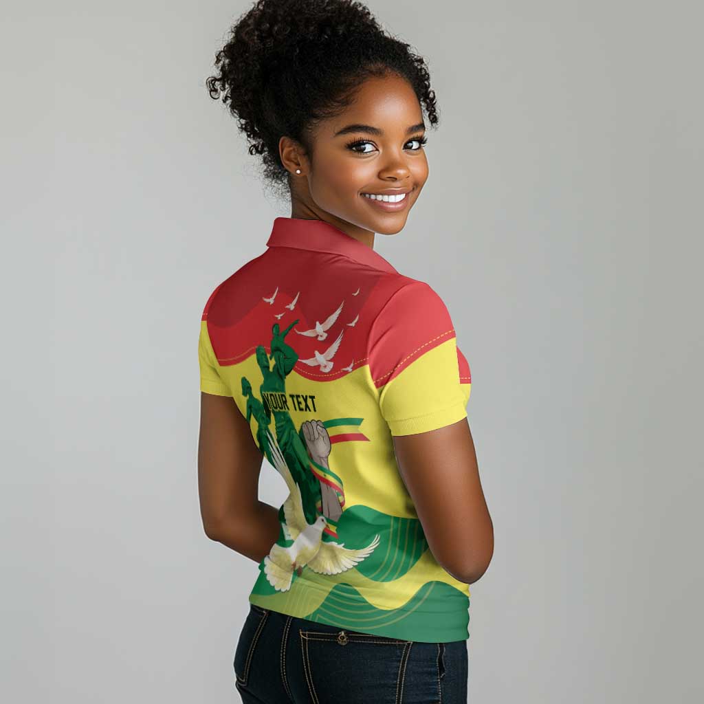 Personalized Senegal Independence Day Women Polo Shirt African Renaissance Monument