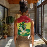 Personalized Senegal Independence Day Women Sleeveless Polo Shirt African Renaissance Monument