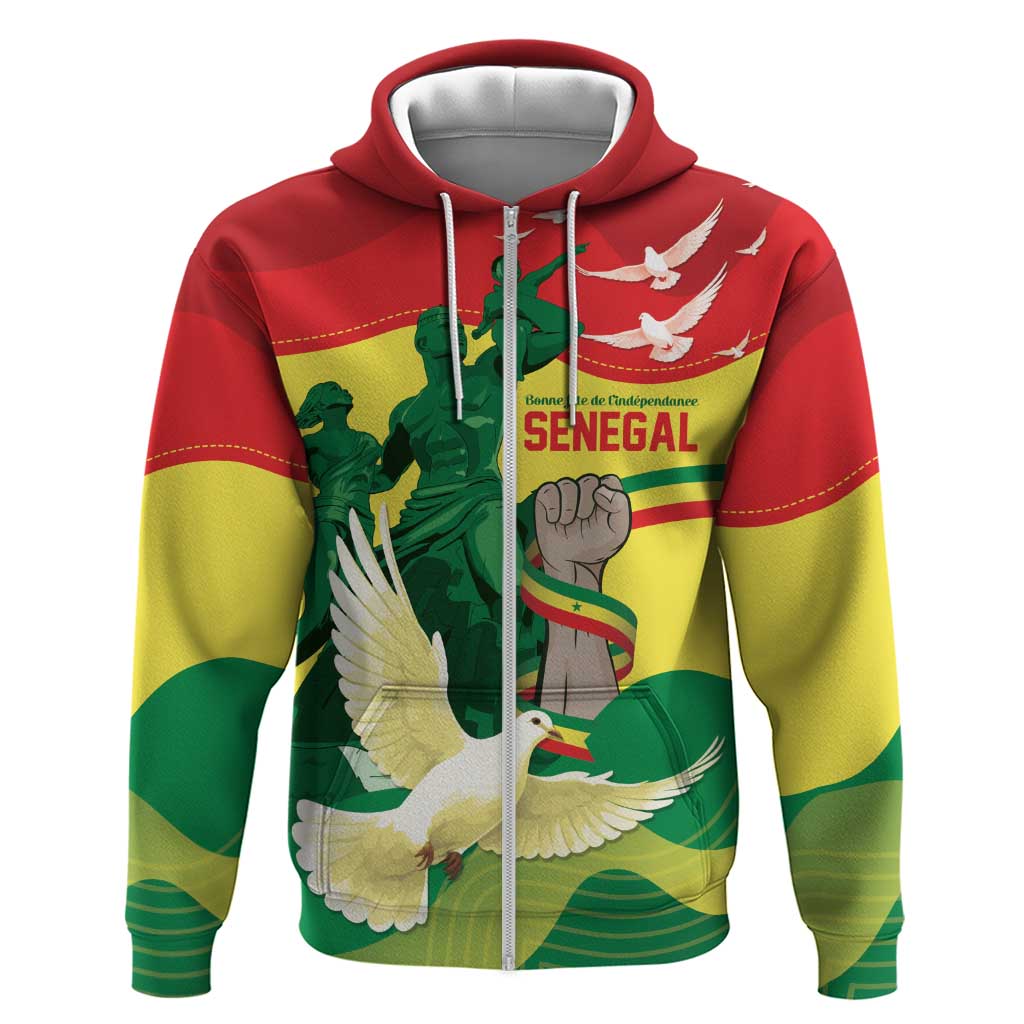 Personalized Senegal Independence Day Zip Hoodie African Renaissance Monument
