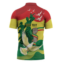 Personalized Senegal Independence Day Zipper Polo Shirt African Renaissance Monument
