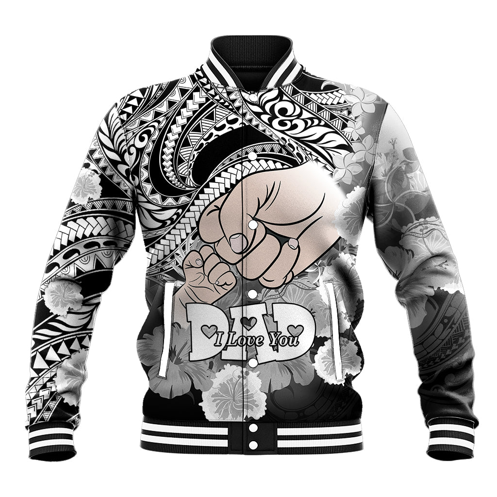 Polynesian Pride Happy Father Day Baseball Jacket I Love You Dad - Polynesian Tribal Black LT9 - Wonder Print Shop