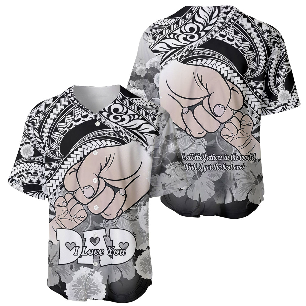 Polynesian Pride Happy Father Day Baseball Jersey I Love You Dad - Polynesian Tribal Black LT9 - Wonder Print Shop