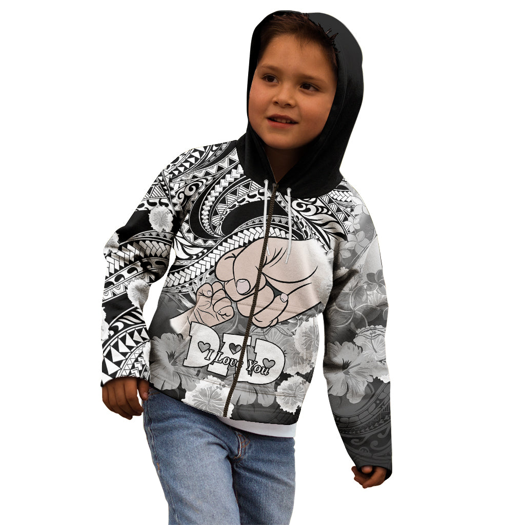 Polynesian Pride Happy Father Day Kid Hoodie I Love You Dad - Polynesian Tribal Black - Wonder Print Shop