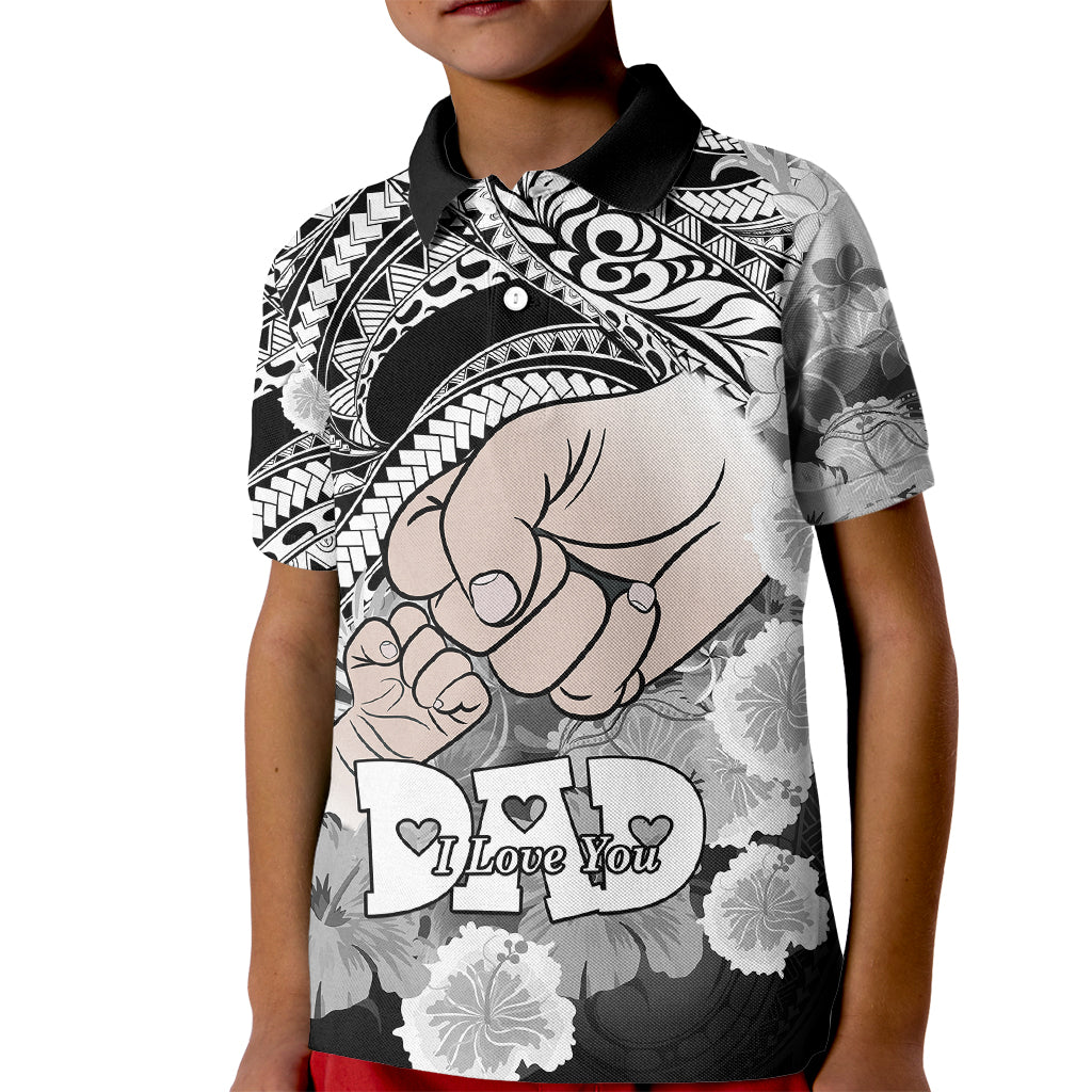 Polynesian Pride Happy Father Day Polo Shirt for Kid I Love You Dad Polynesian Tribal Black - Wonder Print Shop