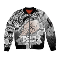 Polynesian Pride Happy Father Day Sleeve Zip Bomber Jacket I Love You Dad - Polynesian Tribal Black - Wonder Print Shop
