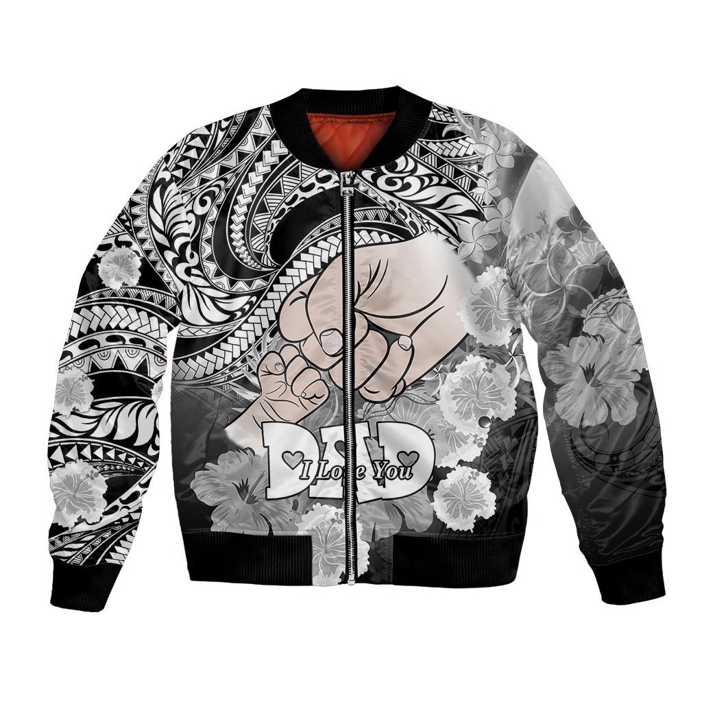 Personalised Polynesian Pride Happy Father Day Bomber Jacket I Love You Dad - Polynesian Tribal Black LT9 - Wonder Print Shop
