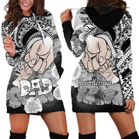 Personalised Polynesian Pride Happy Father Day Hoodie Dress I Love You Dad - Polynesian Tribal Black - Wonder Print Shop