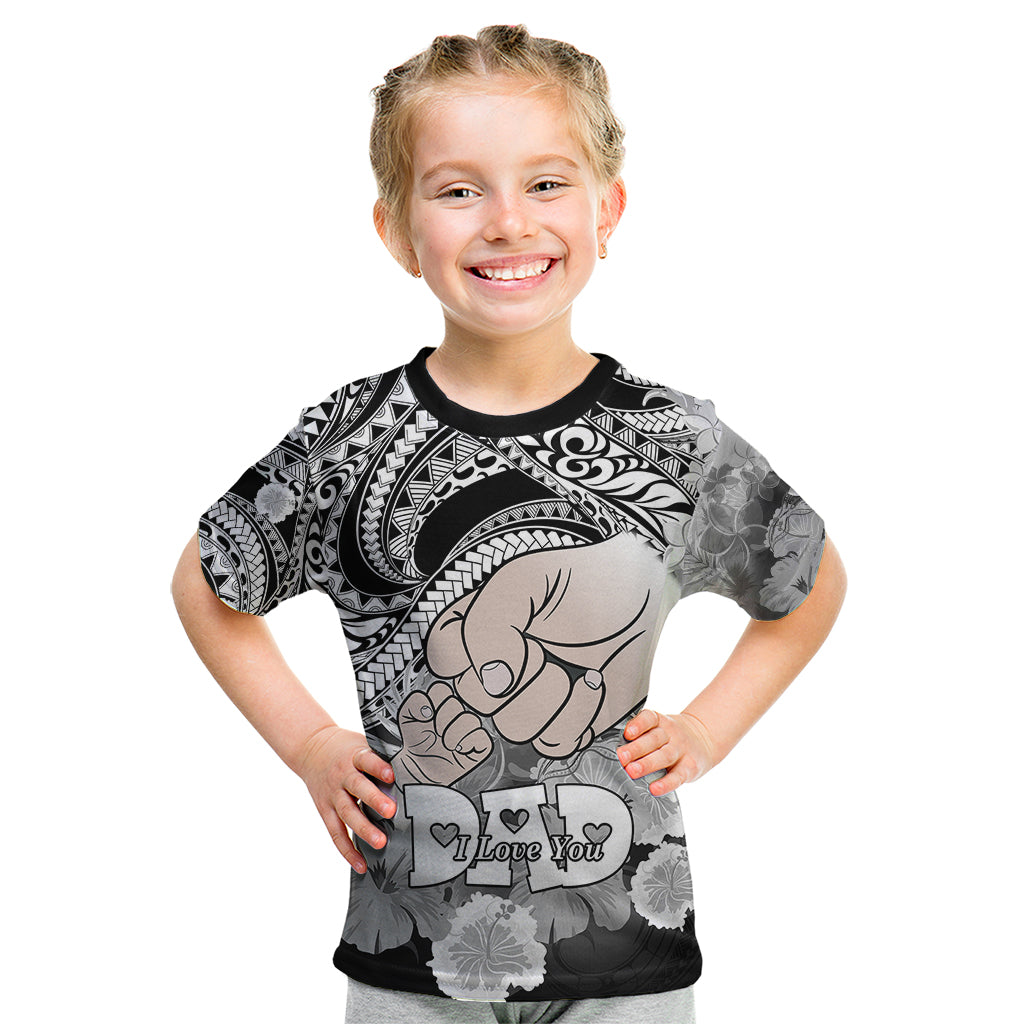 Personalised Polynesian Pride Happy Father Day Kid T Shirt I Love You Dad - Polynesian Tribal Black - Wonder Print Shop