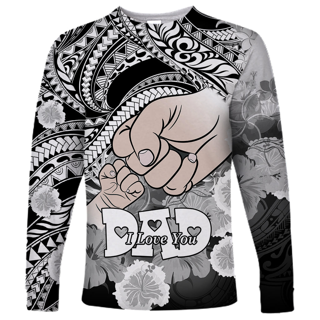 Personalised Polynesian Pride Happy Father Day Long Sleeve Shirt I Love You Dad - Polynesian Tribal Black - Wonder Print Shop