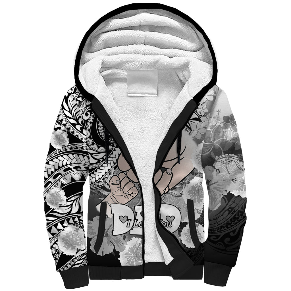 Personalised Polynesian Pride Happy Father Day Sherpa Hoodie I Love You Dad - Polynesian Tribal Black - Wonder Print Shop